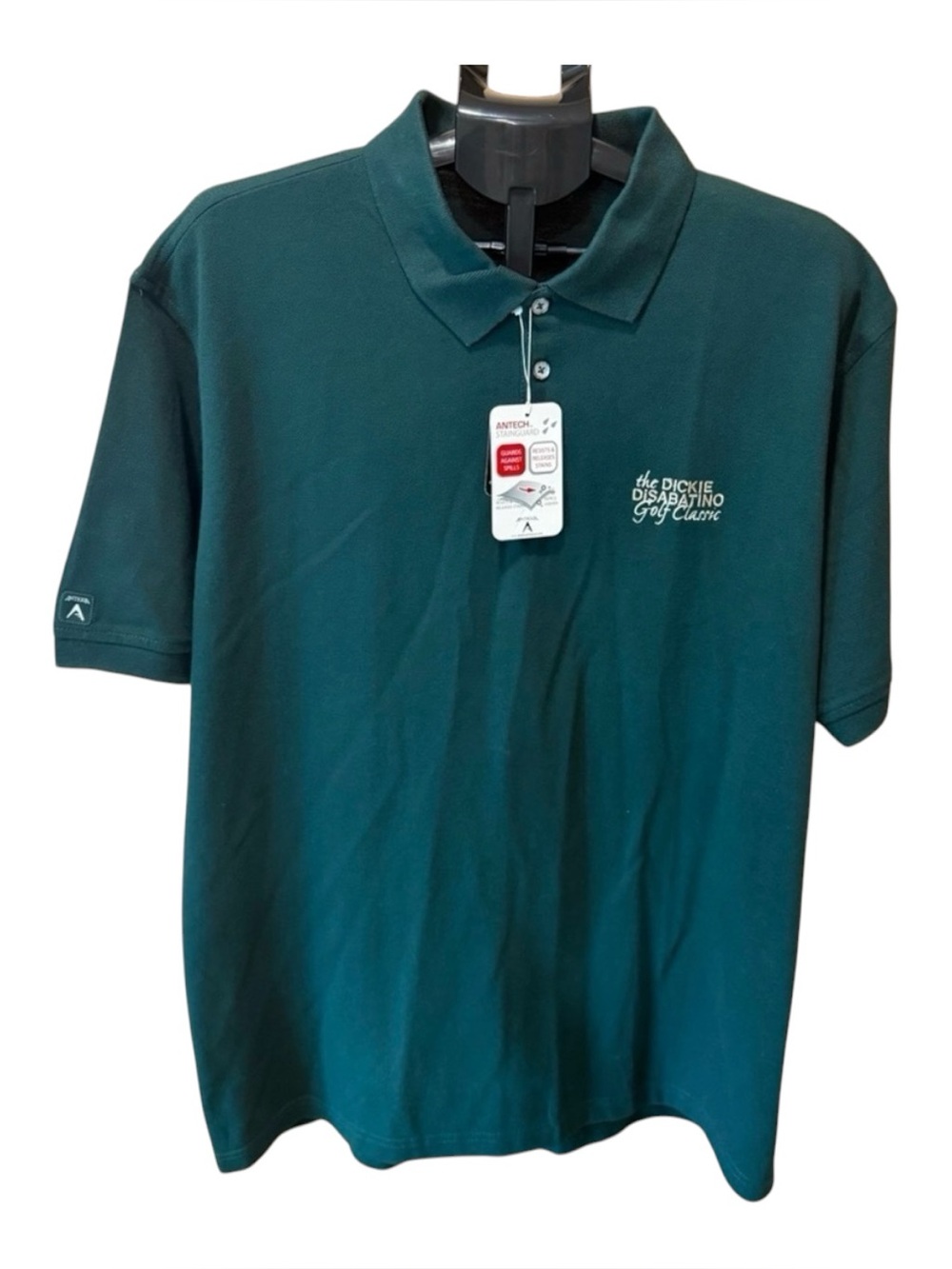 Antigua Pique Golf Polo Forest Green Embroidered 3-Button Placket XL